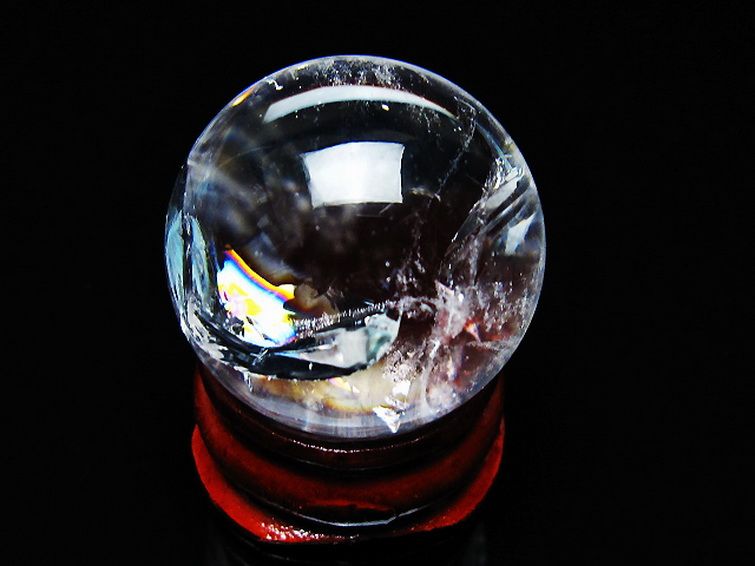 虹入り ヒマラヤ水晶 丸玉 26mm [T317-5068] 1枚目