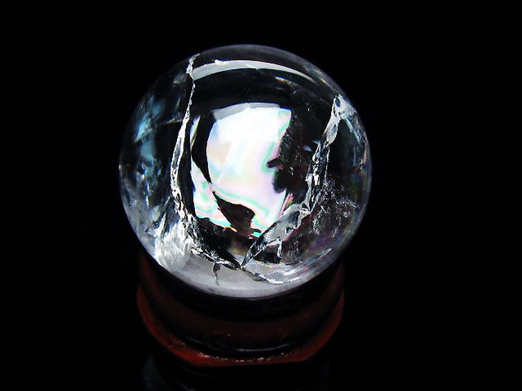 虹入り ヒマラヤ水晶 丸玉 27mm [T317-5080] 3枚目