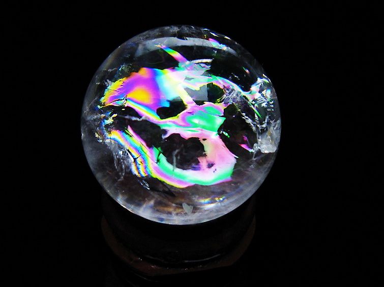 虹入り ヒマラヤ水晶 丸玉 28mm [t317-5100] 1枚目