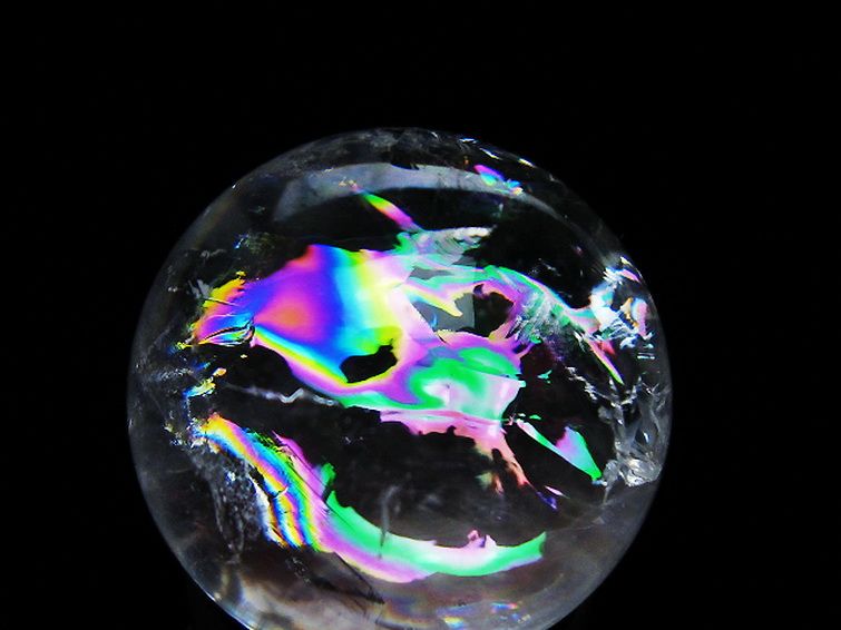 虹入り ヒマラヤ水晶 丸玉 28mm [t317-5100] 2枚目