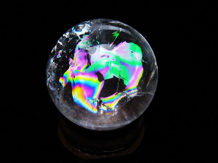 虹入り ヒマラヤ水晶 丸玉 28mm [t317-5100] 3枚目