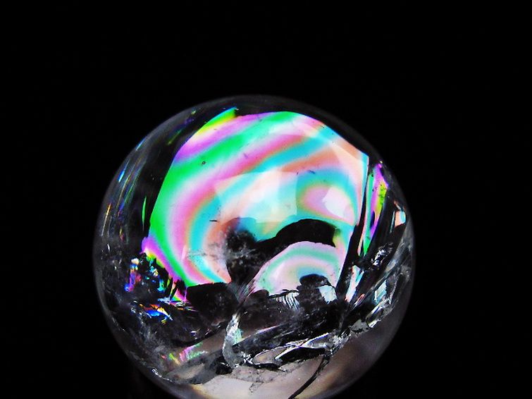 虹入り ヒマラヤ水晶 丸玉 27mm [t317-5112]