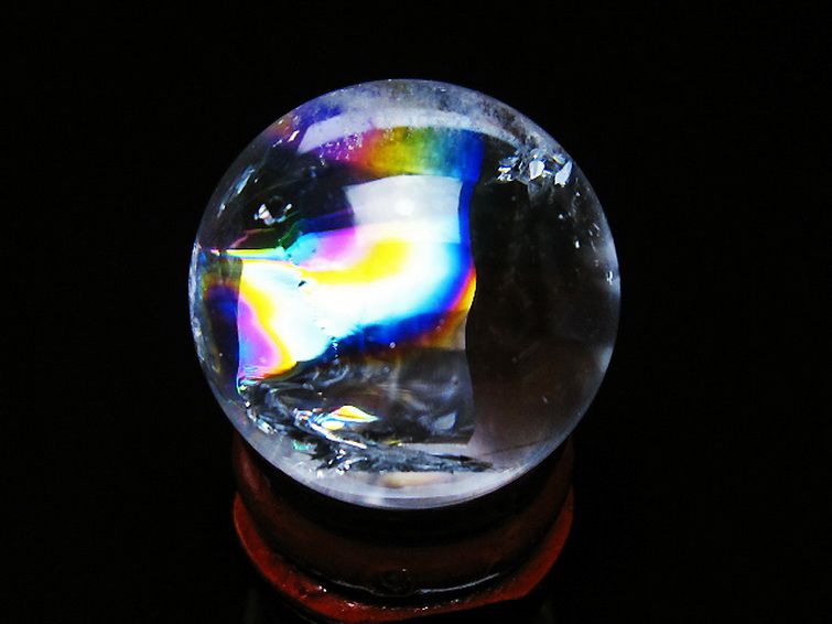 虹入り ヒマラヤ水晶 丸玉 27mm [t317-5113] 1枚目