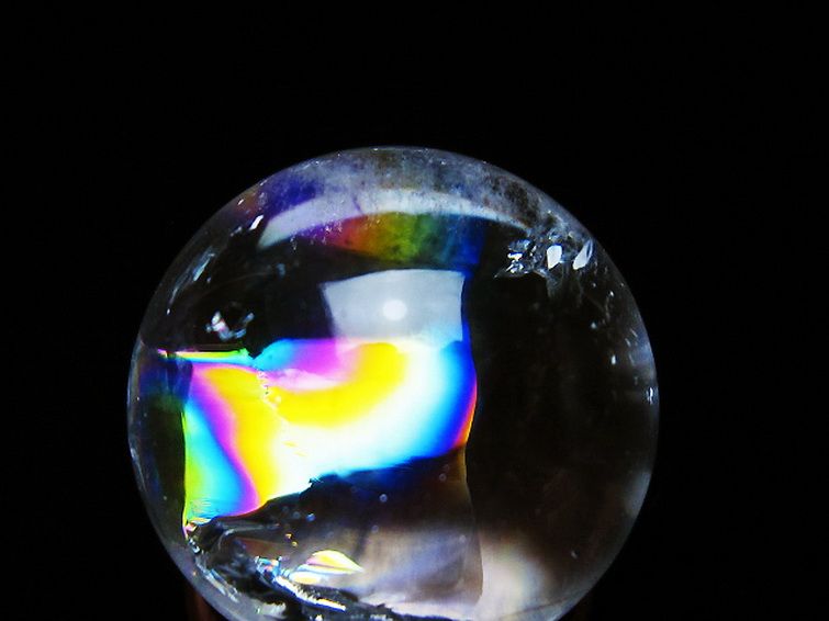 虹入り ヒマラヤ水晶 丸玉 27mm [t317-5113] 2枚目