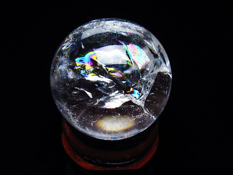 虹入り ヒマラヤ水晶 丸玉 27mm [T317-5120] 1枚目