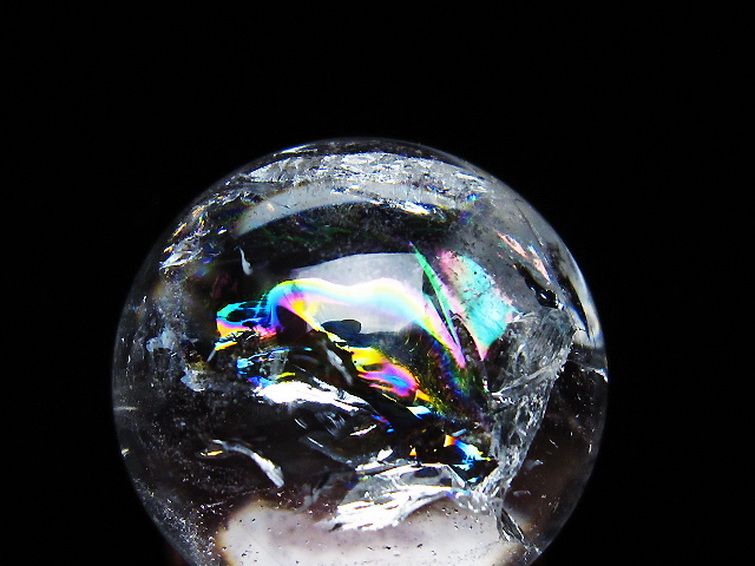 虹入り ヒマラヤ水晶 丸玉 27mm [T317-5120] 2枚目