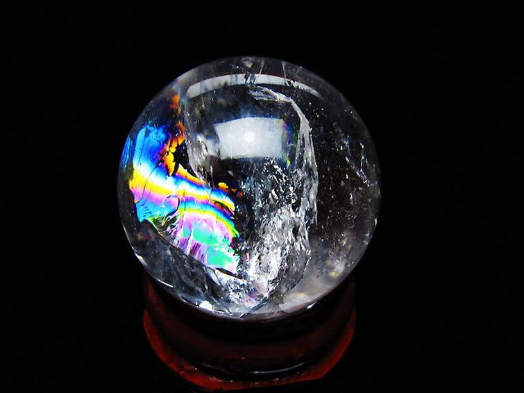 虹入り ヒマラヤ水晶 丸玉 27mm [T317-5121] 1枚目