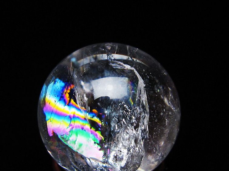 虹入り ヒマラヤ水晶 丸玉 27mm [T317-5121] 2枚目