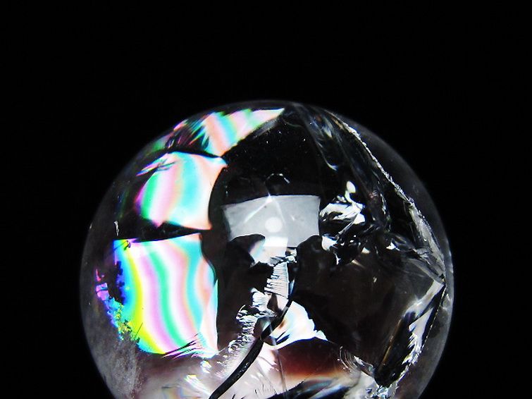 虹入り ヒマラヤ水晶 丸玉 26mm [T317-5128] 2枚目