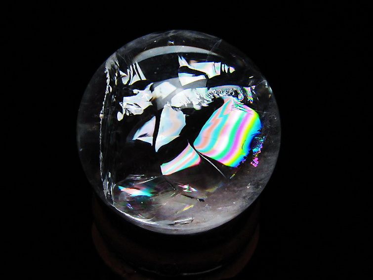 虹入り ヒマラヤ水晶 丸玉 26mm [T317-5128] 3枚目