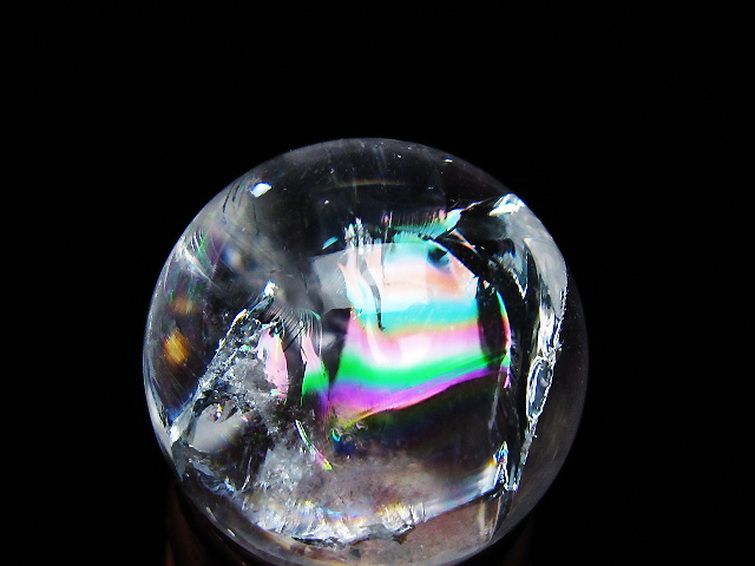 虹入り ヒマラヤ水晶 丸玉 26mm [T317-5130] 2枚目