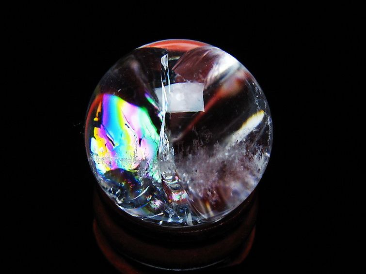 虹入り ヒマラヤ水晶 丸玉 25mm [t317-5149]