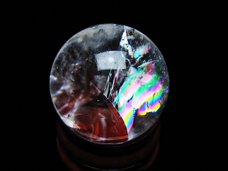 虹入り ヒマラヤ水晶 丸玉 25mm [t317-5149]