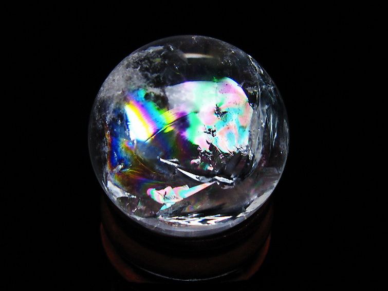 虹入り ヒマラヤ水晶 丸玉 25mm [T317-5151] 1枚目