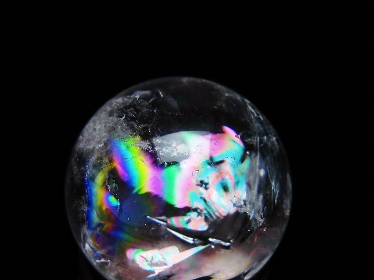 虹入り ヒマラヤ水晶 丸玉 25mm [T317-5151] 2枚目