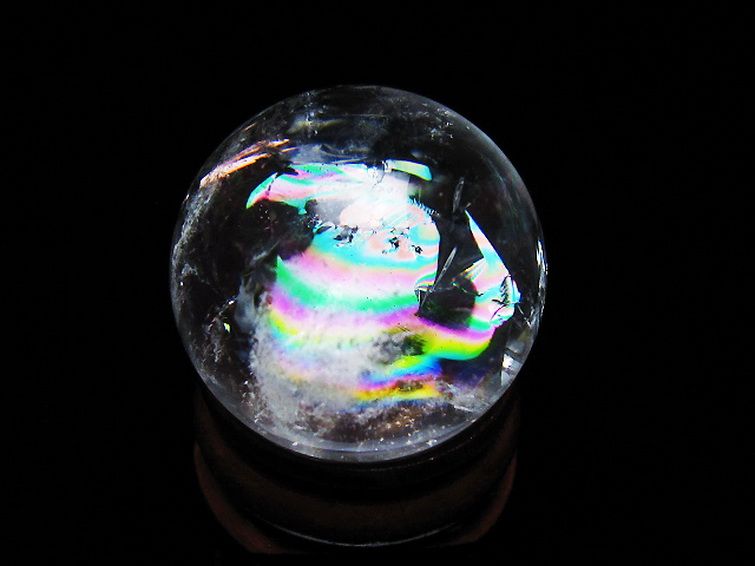 虹入り ヒマラヤ水晶 丸玉 25mm [T317-5151] 3枚目