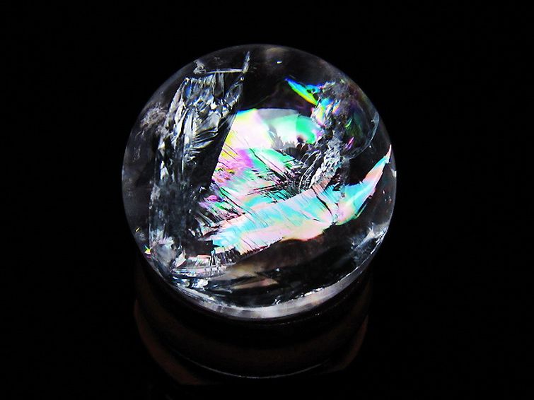 虹入り ヒマラヤ水晶 丸玉 25mm [T317-5152] 1枚目