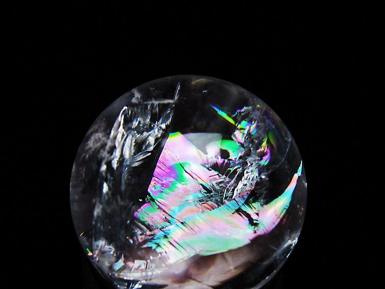 虹入り ヒマラヤ水晶 丸玉 25mm [T317-5152] 2枚目