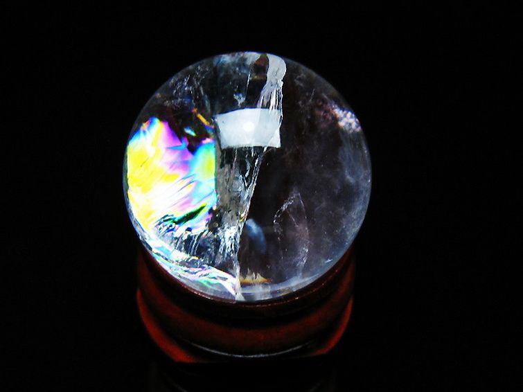 虹入り ヒマラヤ水晶 丸玉 25mm [T317-5152] 3枚目