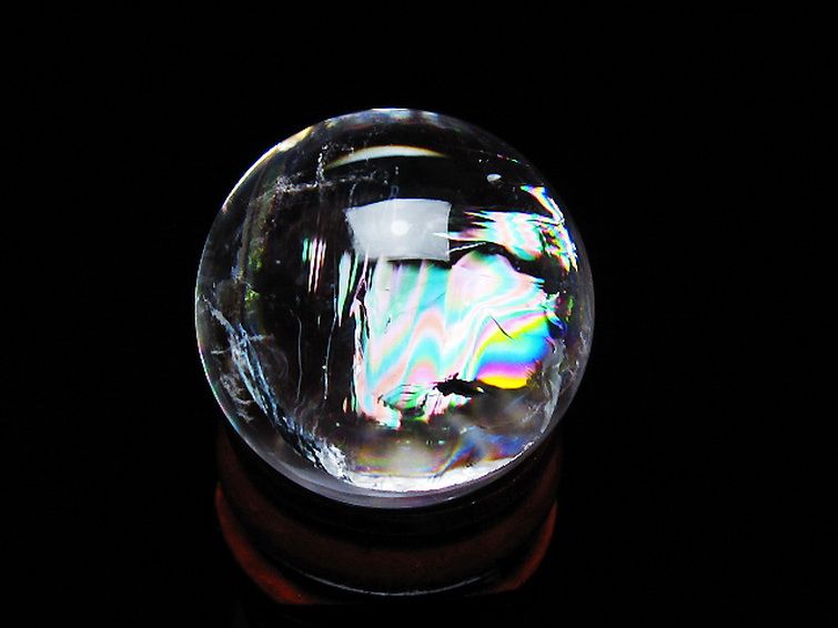 虹入り ヒマラヤ水晶 丸玉 25mm [T317-5154] 1枚目