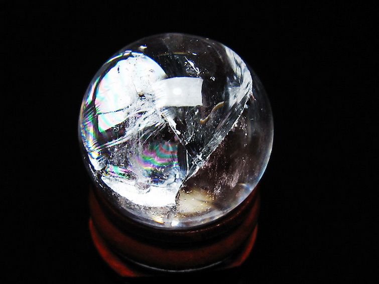 虹入り ヒマラヤ水晶 丸玉 25mm [T317-5162] 1枚目