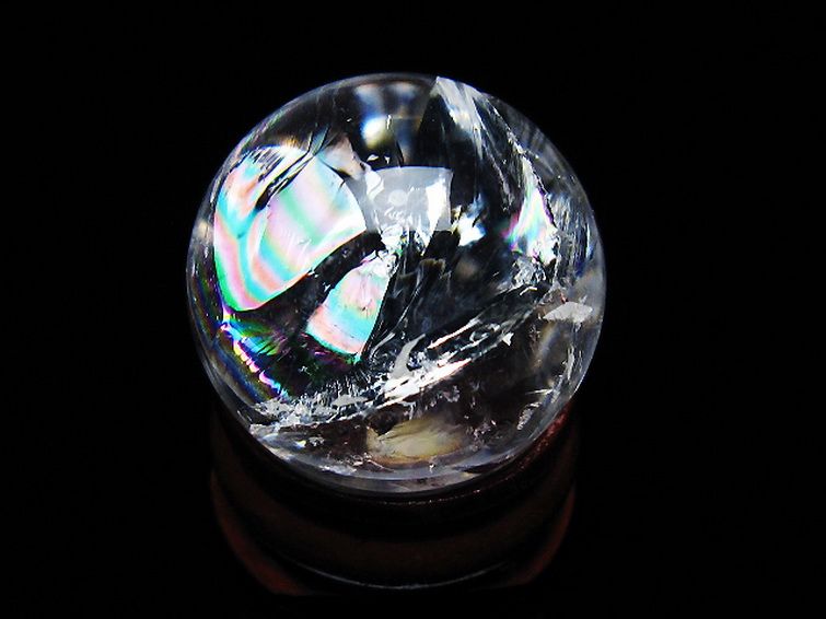 虹入り ヒマラヤ水晶 丸玉 25mm [t317-5164] 1枚目
