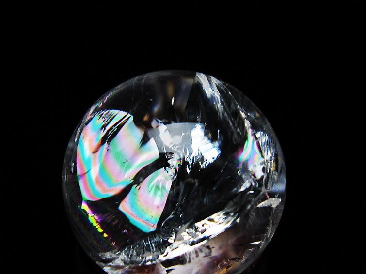 虹入り ヒマラヤ水晶 丸玉 25mm [t317-5164] 2枚目