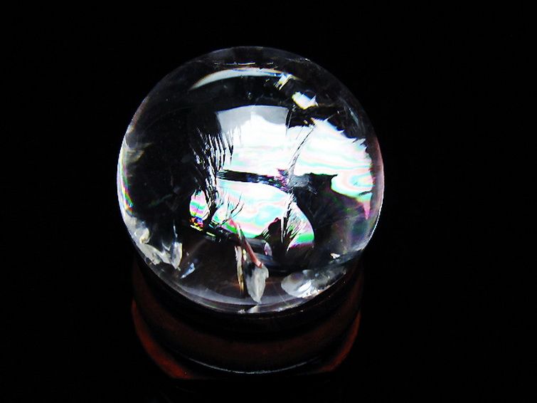 虹入り ヒマラヤ水晶 丸玉 25mm [t317-5168] 1枚目