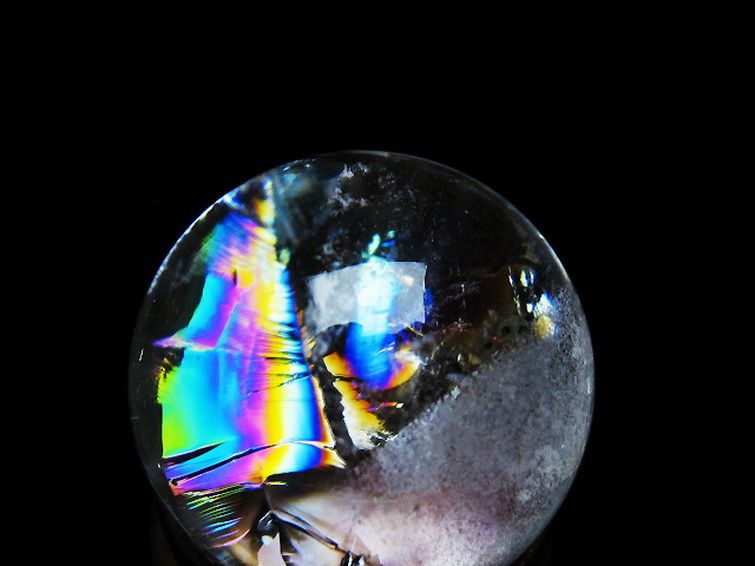 虹入り ヒマラヤ水晶 丸玉 25mm [t317-5172] 2枚目