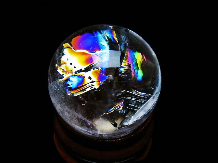 虹入り ヒマラヤ水晶 丸玉 25mm [t317-5172] 3枚目