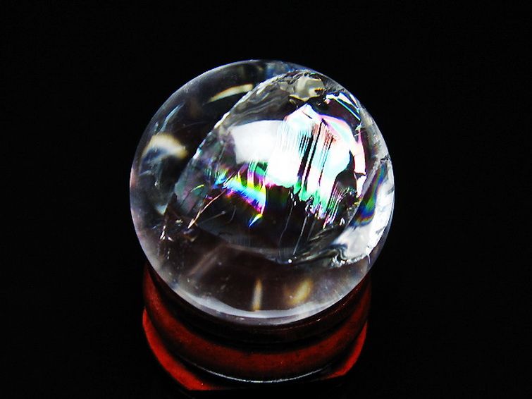 虹入り ヒマラヤ水晶 丸玉 25mm [T317-5175] 1枚目