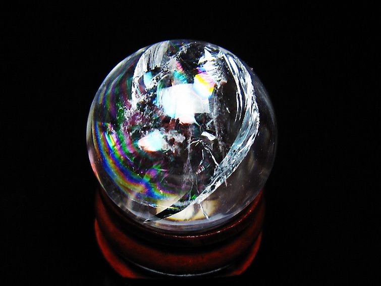 虹入り ヒマラヤ水晶 丸玉 25mm [t317-5176] 1枚目