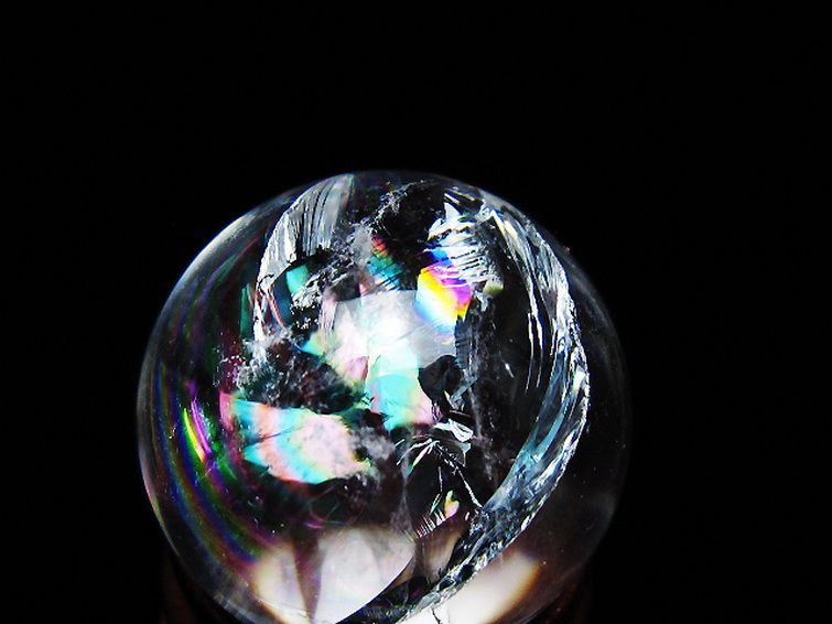 虹入り ヒマラヤ水晶 丸玉 25mm [t317-5176] 2枚目