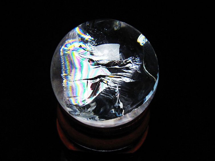 虹入り ヒマラヤ水晶 丸玉 25mm [T317-5180] 1枚目