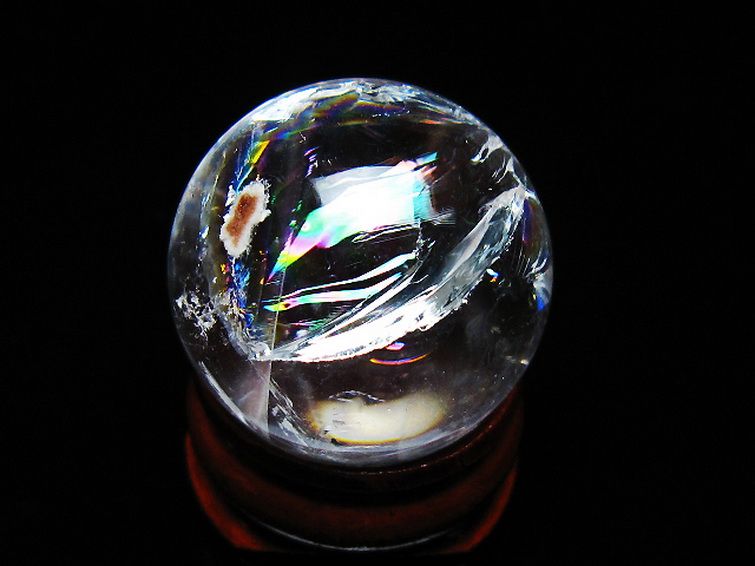 虹入り ヒマラヤ水晶 丸玉 25mm [T317-5185] 1枚目