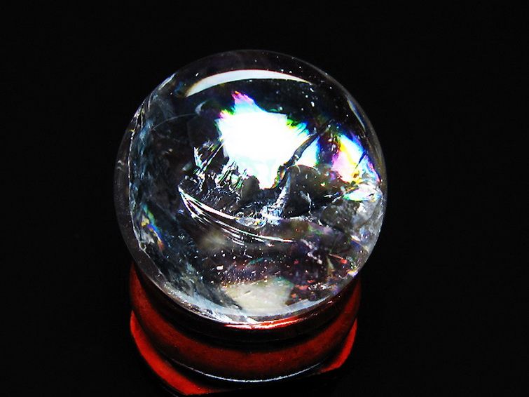 虹入り ヒマラヤ水晶 丸玉 26mm [T317-5187] 1枚目