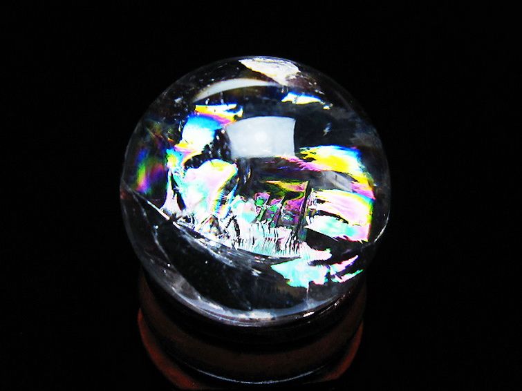 虹入り ヒマラヤ水晶 丸玉 26mm [T317-5187] 3枚目