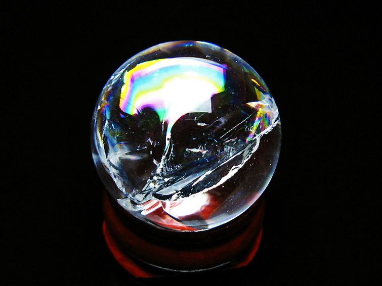 虹入り ヒマラヤ水晶 丸玉 26mm [T317-5188] 1枚目