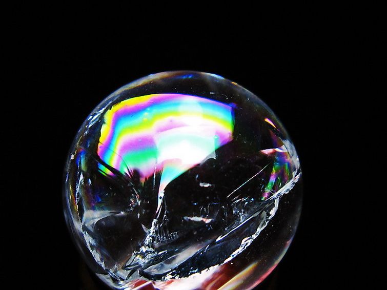 虹入り ヒマラヤ水晶 丸玉 26mm [T317-5188] 2枚目