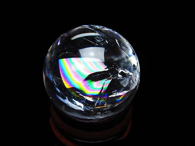虹入り ヒマラヤ水晶 丸玉 26mm [T317-5188] 3枚目