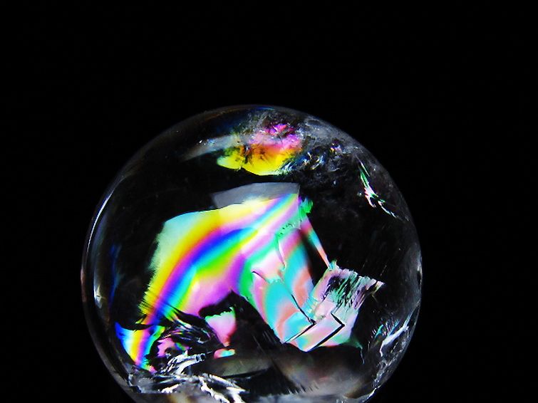 虹入り ヒマラヤ水晶 丸玉 26mm [T317-5202] 2枚目