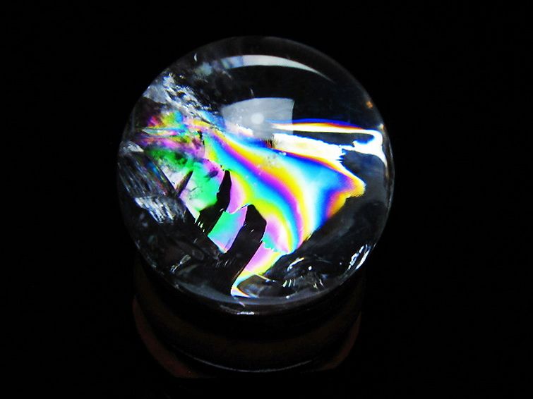 虹入り ヒマラヤ水晶 丸玉 26mm [T317-5202] 3枚目