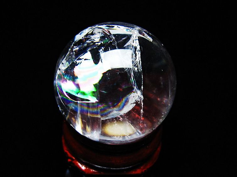 虹入り ヒマラヤ水晶 丸玉 27mm [t317-5207] 1枚目