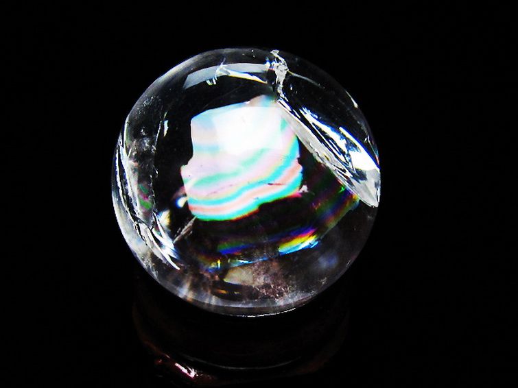 虹入り ヒマラヤ水晶 丸玉 27mm [t317-5207] 3枚目