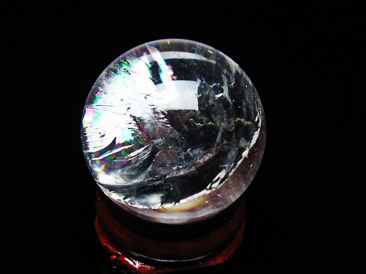 虹入り ヒマラヤ水晶 丸玉 27mm [T317-5208] 1枚目