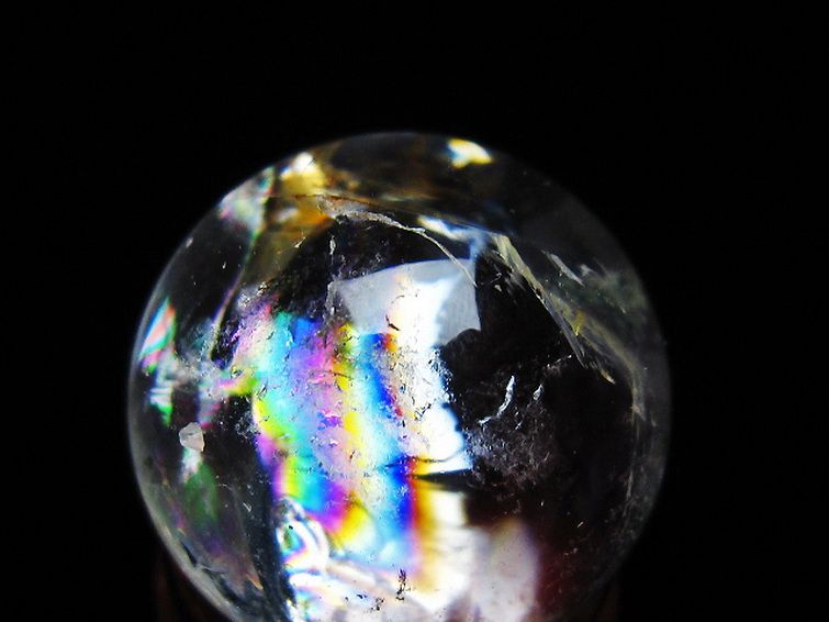 虹入り ヒマラヤ水晶 丸玉 25mm [t317-5316] 2枚目