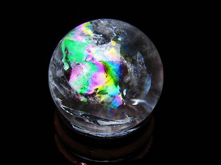 虹入り ヒマラヤ水晶 丸玉 25mm [t317-5317] 1枚目