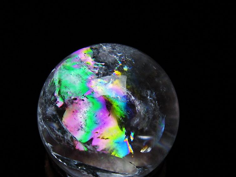 虹入り ヒマラヤ水晶 丸玉 25mm [t317-5317] 2枚目