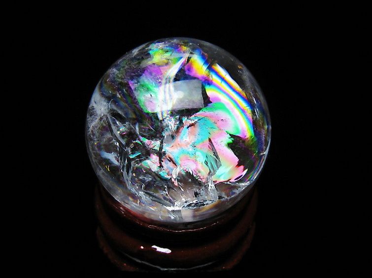 虹入り ヒマラヤ水晶 丸玉 25mm [t317-5318] 1枚目