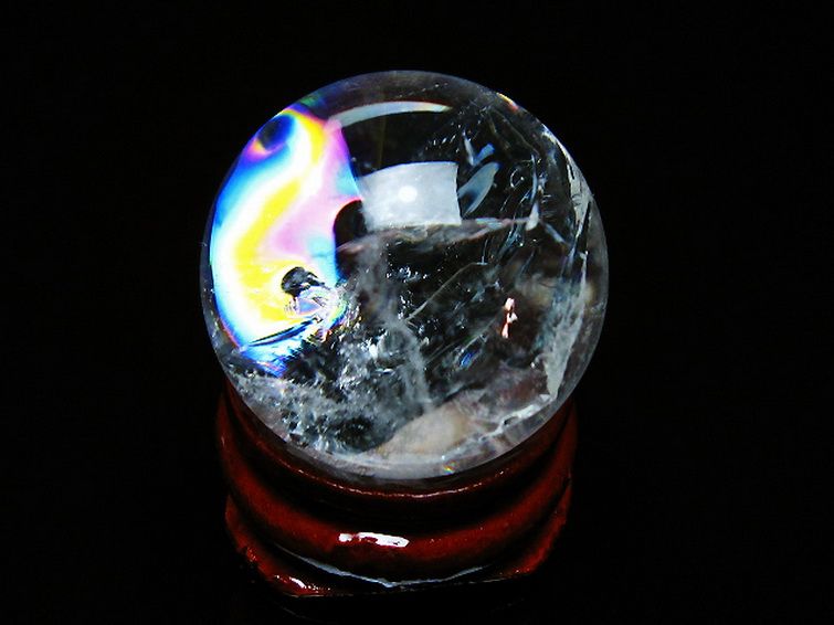 虹入り ヒマラヤ水晶 丸玉 25mm [t317-5319] 1枚目